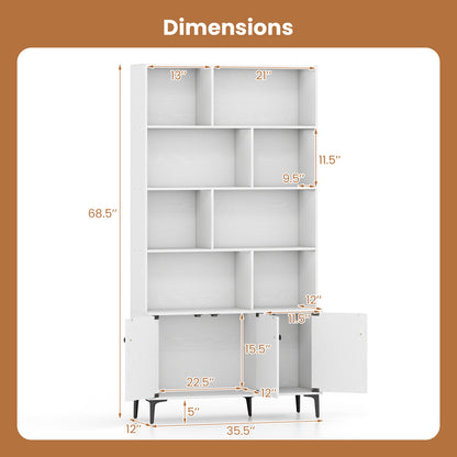 Bookshelf with 3 Doors and 2 Anti-Tipping Kits for Home Office