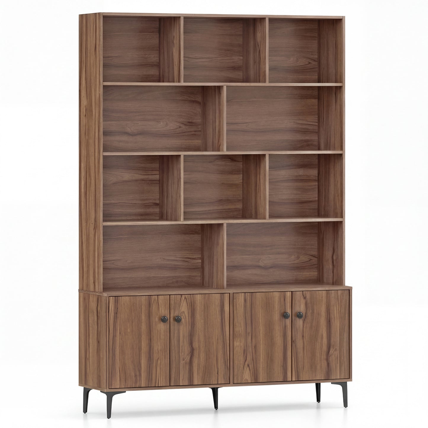 Bookshelf with 4 Doors and 2 Anti-Tipping Kits for Home Office