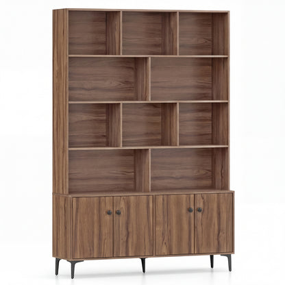 Bookshelf with 4 Doors and 2 Anti-Tipping Kits for Home Office