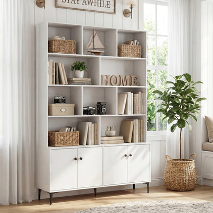 Bookshelf with 4 Doors and 2 Anti-Tipping Kits for Home Office