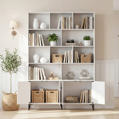 Bookshelf with 4 Doors and 2 Anti-Tipping Kits for Home Office