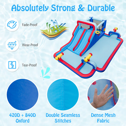 Inflatable Bounce House with 2 Water Slides and 3 Water Cannons with 950W Blower