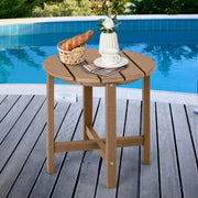 18 Inch Round Weather-Resistant Adirondack Side Table-Brown
