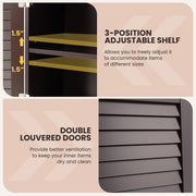 2-Doors Bathroom Wall-Mounted Medicine Cabinet with Towel Bar-Brown