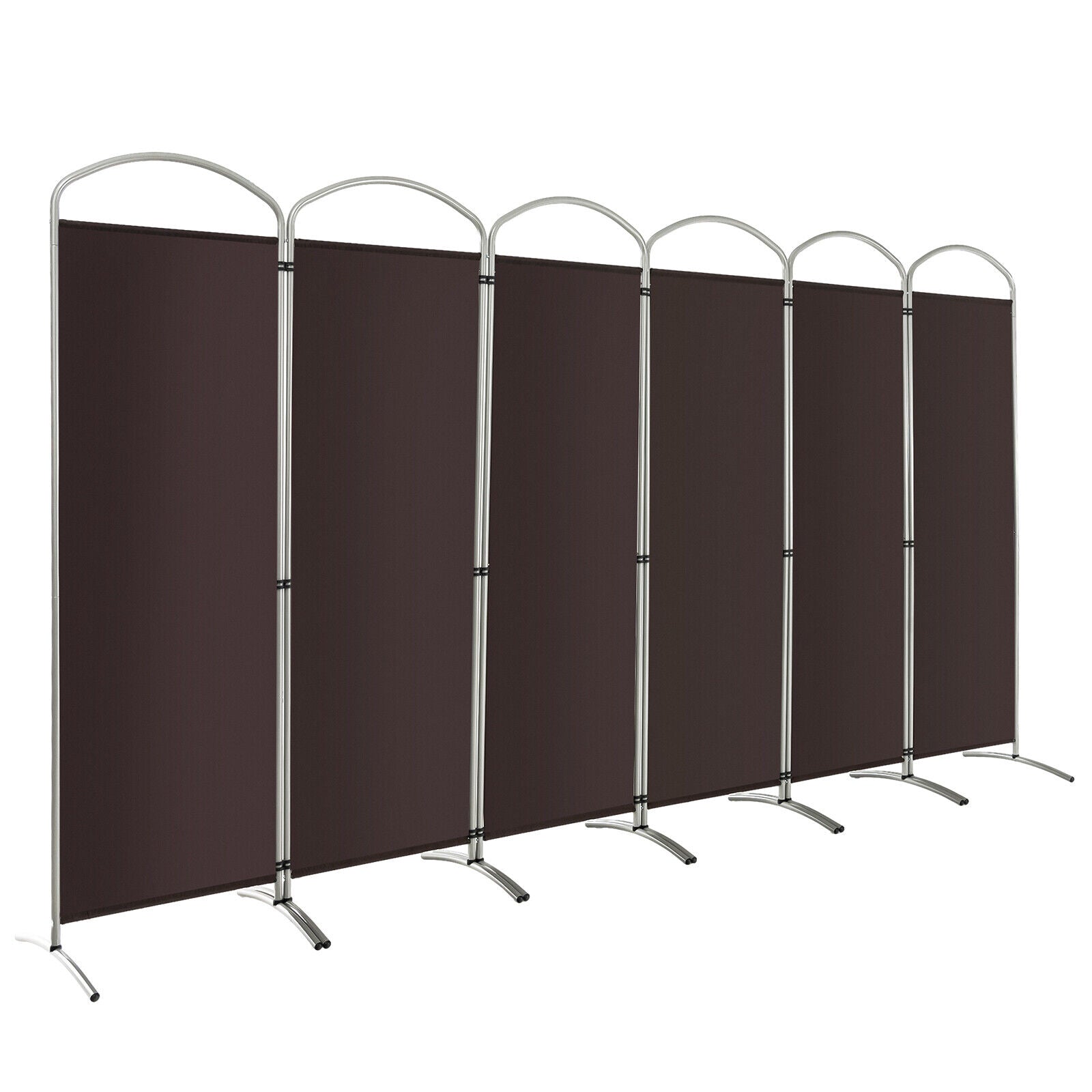 6 Feet 6-Panels Freestanding Folding Privacy Screen-Brown - Brown