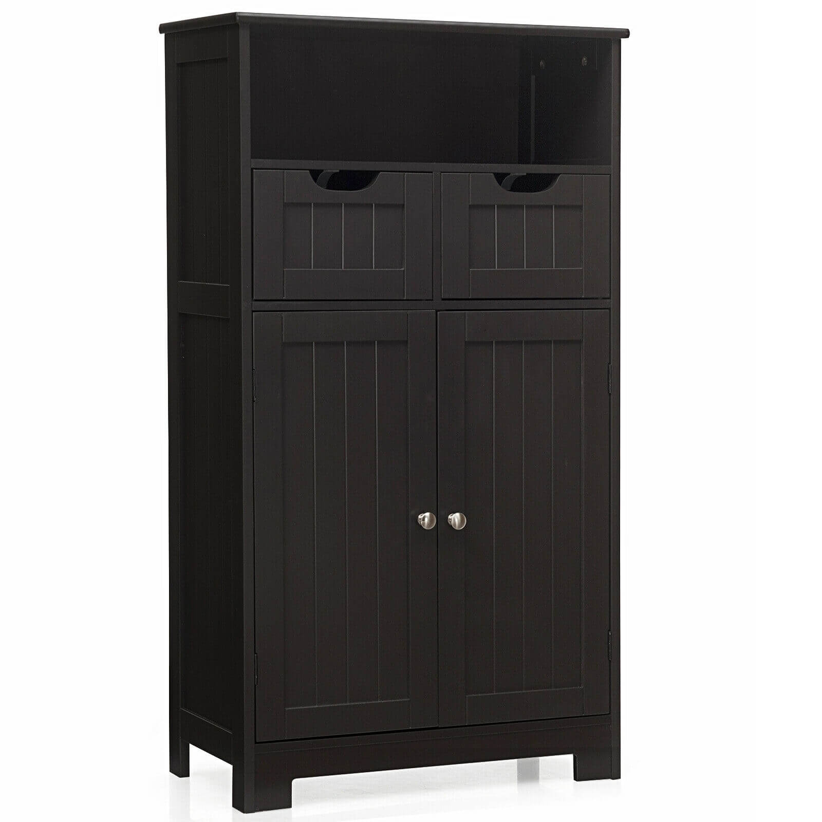 Bathroom Wooden Side Cabinet with 2 Drawers and 2 Doors-White - Espresso