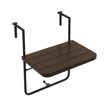 Folding Hanging Table with 3-Level Adjustable Height for Patio Balcony-Black - Coffee
