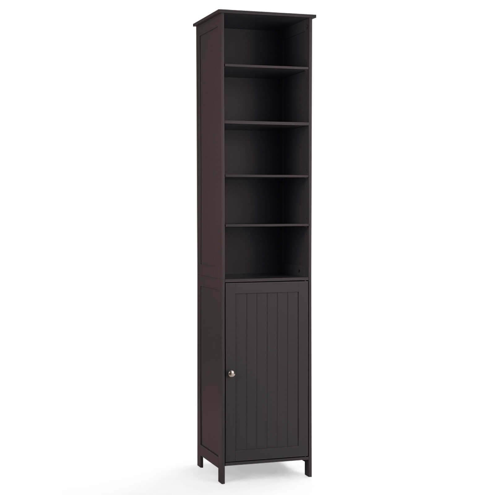 72 Inches Free Standing Tall Floor Bathroom Storage Cabinet-White - Brown