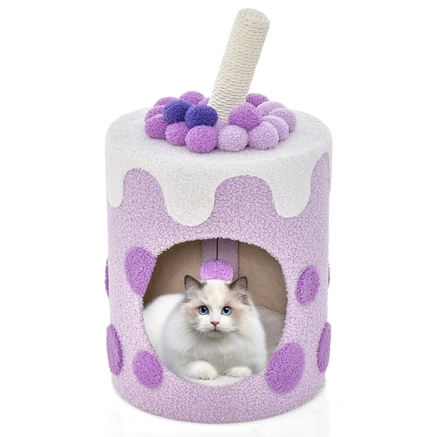 Bubble Tea Cat Tree Tower with Scratching Post-Coffee - Purple