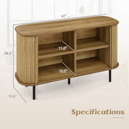 47 Inch Sideboard Buffet Cabinet with Adjustable Shelves for Kitchen Dining Room Living Room Entryway-Oak
