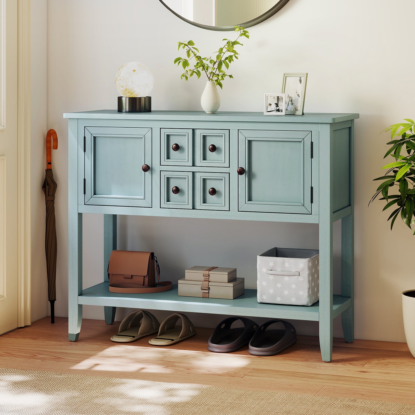 Buffet Sideboard Cabinet with 2 Doors and 2 Drawers-Blue