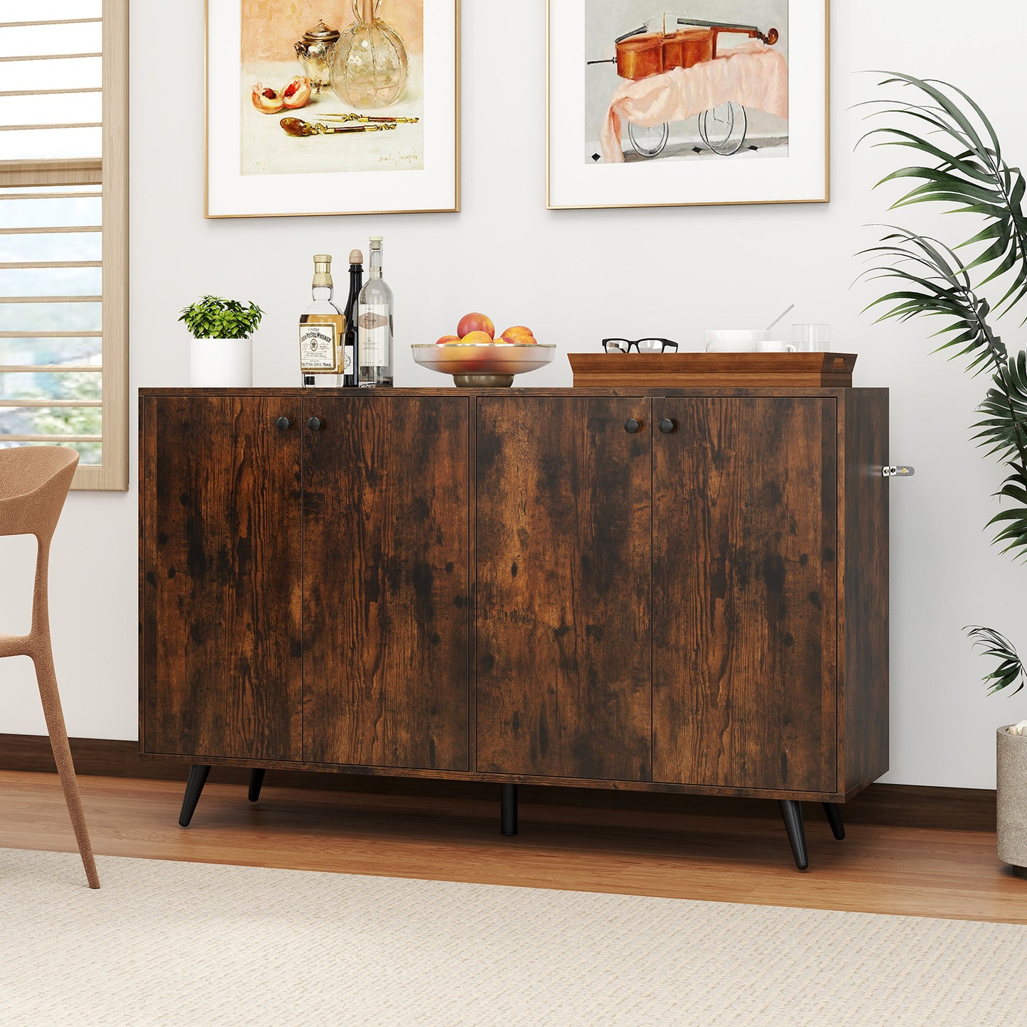 Buffet Sideboard Mid Century Modern Storage Cabinet with Adjustable Shelves