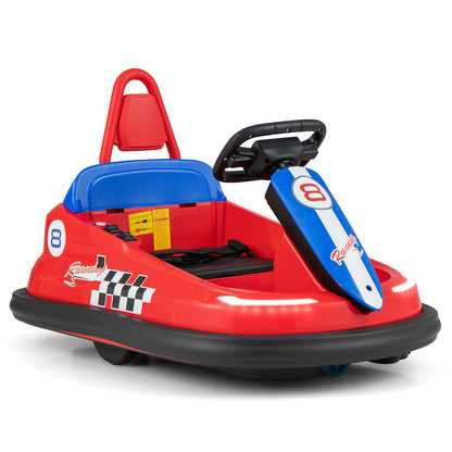6V kids Ride-on Bumper Car with 360° Spinning and Dual Motors-Pink - Red