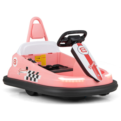 6V kids Ride-on Bumper Car with 360° Spinning and Dual Motors-Pink - Pink