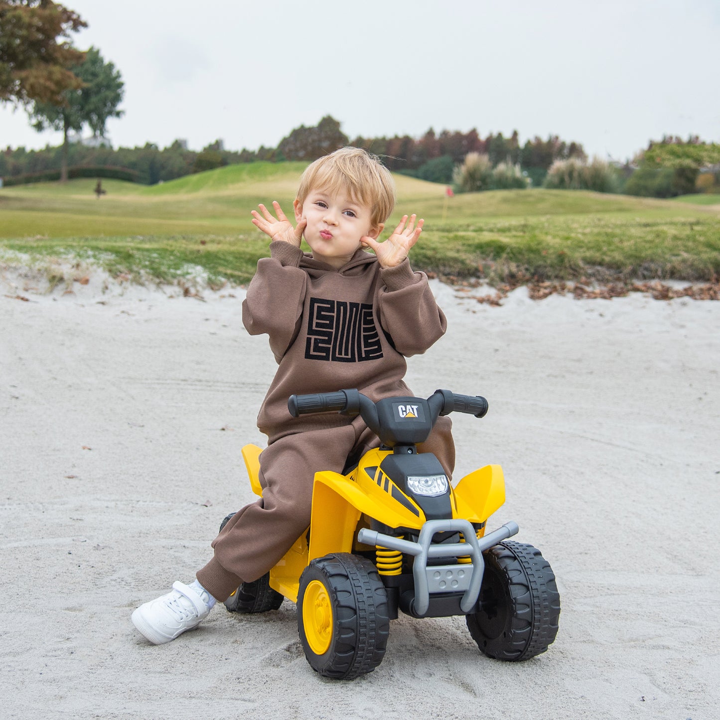 6V Kids Ride on ATV CAT-Licensed with Horn Sound for 18-36 Months Old-Yellow