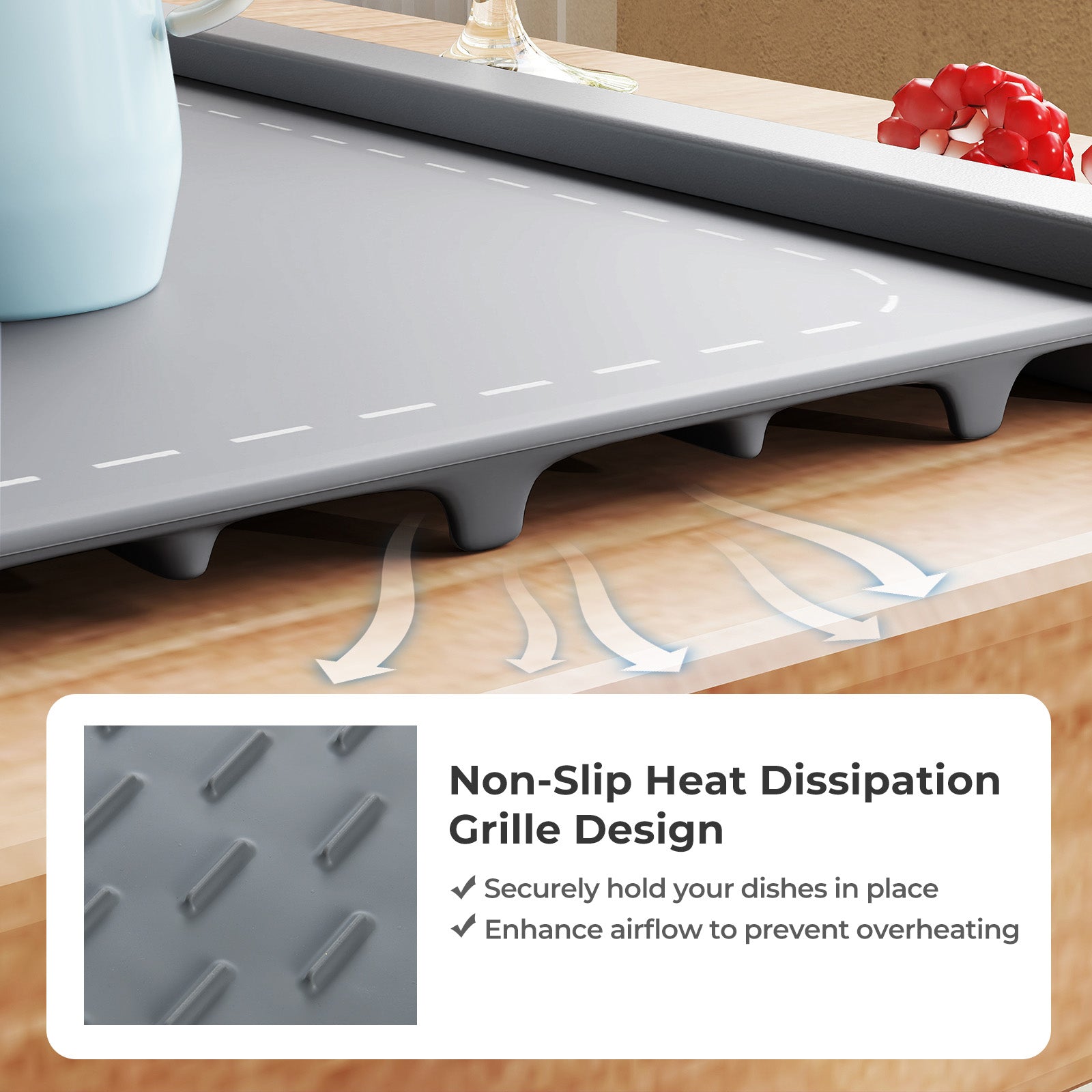 Food Warming Mat Rollable and Portable Electric Warming Tray with Fasting Heating-Gray