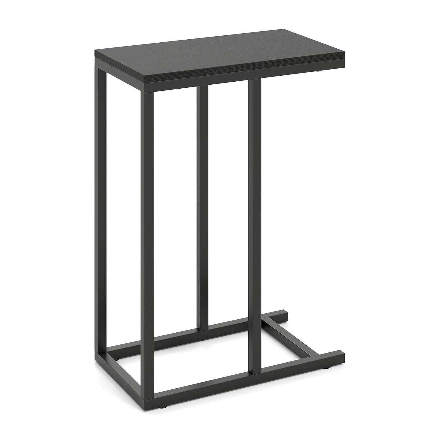 C-shaped Side Table with Heavy-duty Metal Frame-Black - Black