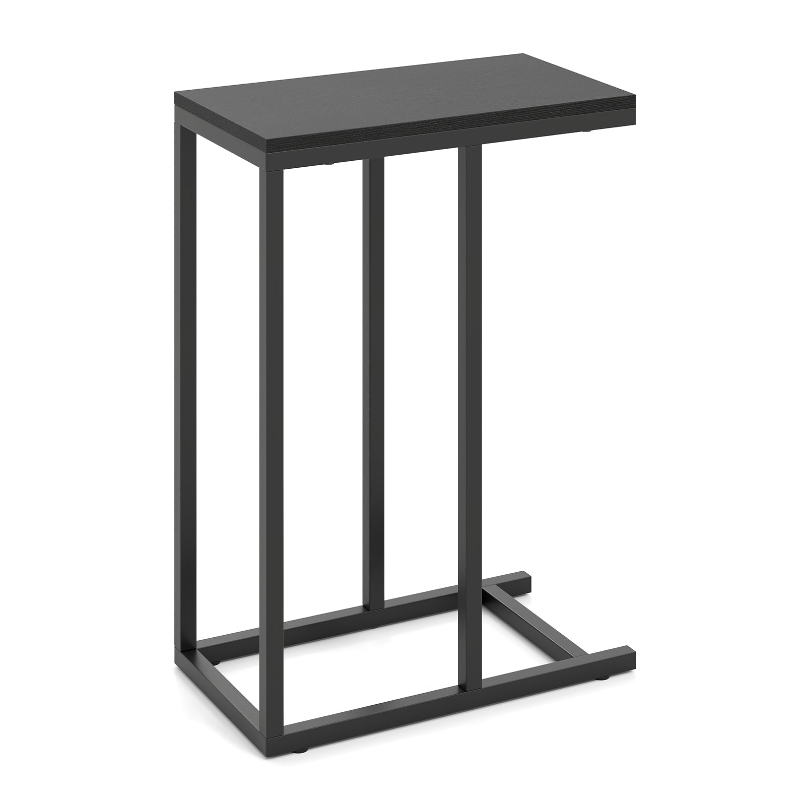 C-shaped Side Table with Heavy-duty Metal Frame-Black - Black