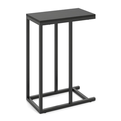 C-shaped Side Table with Heavy-duty Metal Frame-Black - Black