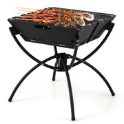 3-in-1 Camping Campfire Grill with Stainless Steel Grills Carrying Bag & Gloves-Black - Black
