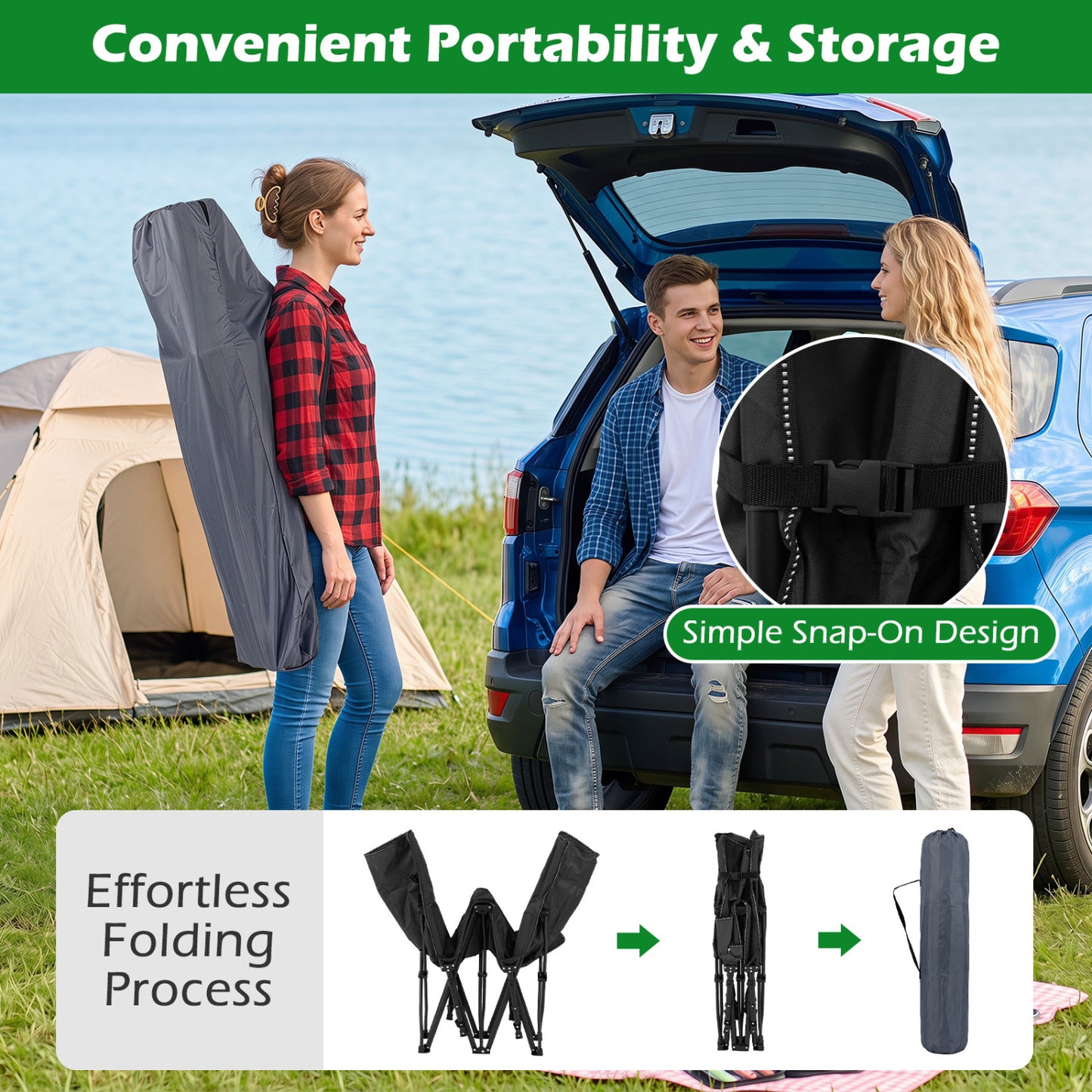 Camping Cot for Adults with Padded Mat and Carrying Bag