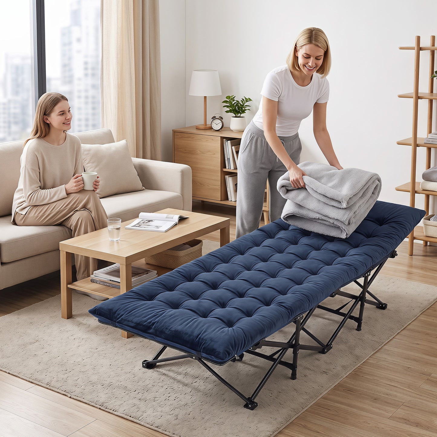 Camping Cot for Adults with Padded Mat and Carrying Bag