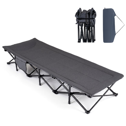 Camping Cot with Padded Pillow and Storage Pouch - Gray