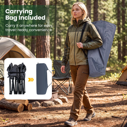 Camping Cot with Padded Pillow and Storage Pouch - Gray