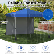 10 X 10 FT Pop up Canopy Tent with 1 Sidewall and Wheeled Bag-Blue