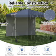 10 X 10 FT Pop up Canopy Tent with 1 Sidewall and Wheeled Bag-Gray