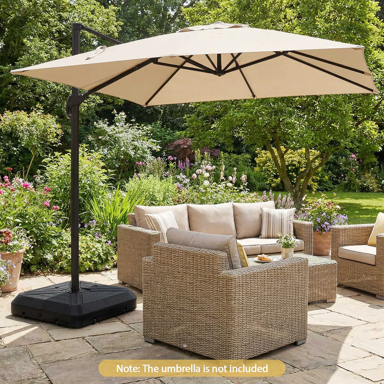 Cantilever Offset Umbrella Base with Wheels for Backyard Poolside