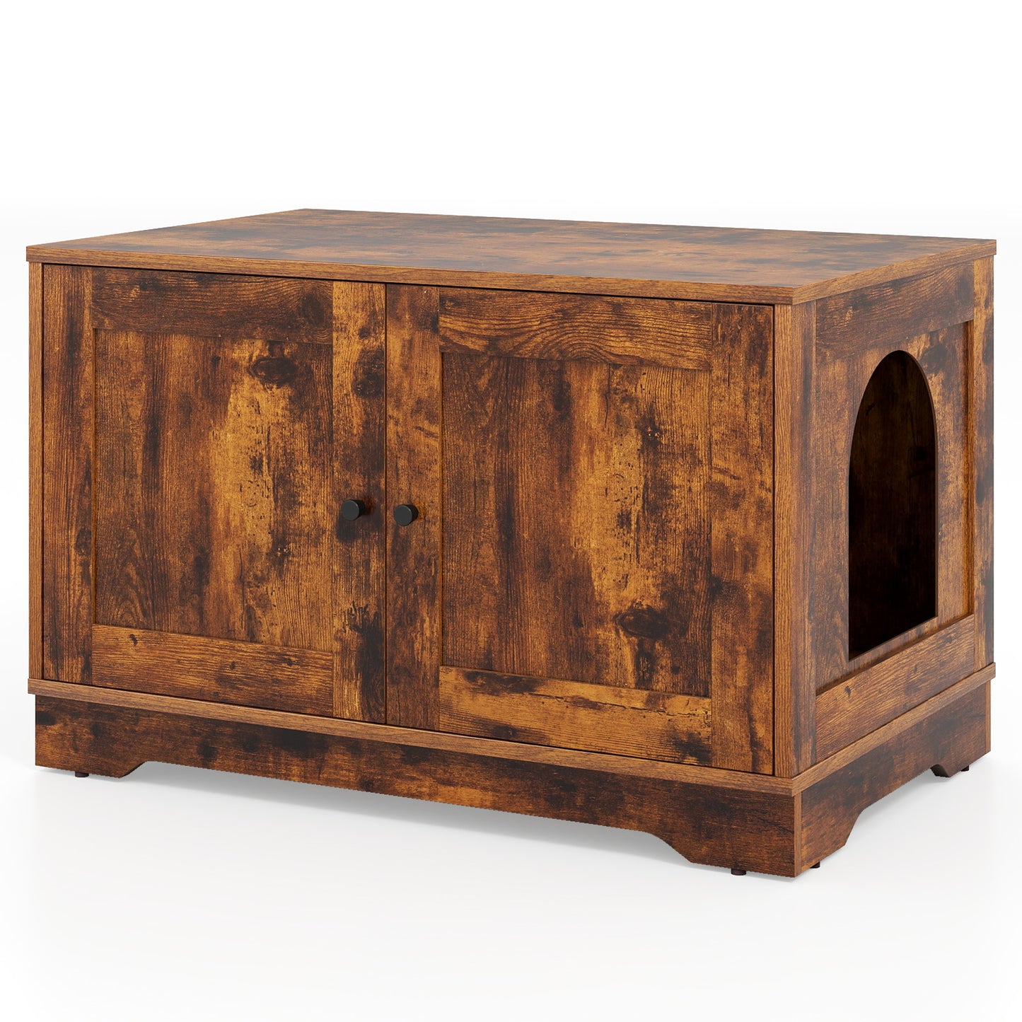 Cat Litter Box Enclosure Furniture Indoor Wooden Cat House End Side Table Nightstand-Brown