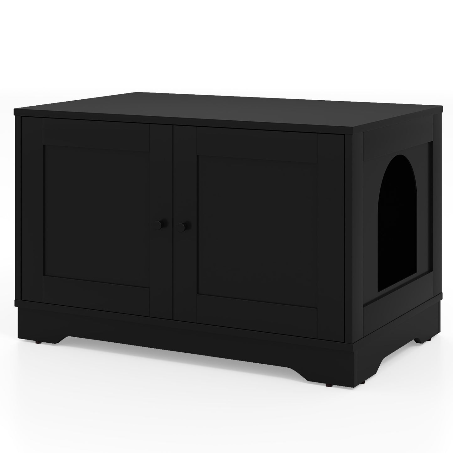 Cat Litter Box Enclosure Furniture Indoor Wooden Cat House End Side Table Nightstand-Black