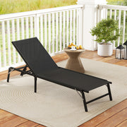 Chaise Lounge Chair Set of 2 Foldable Patio Lounge Chairs-Black