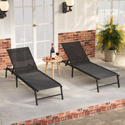 Chaise Lounge Chair Set of 2 Foldable Patio Lounge Chairs-Black