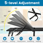 Chaise Lounge Chair Set of 2 Foldable Patio Lounge Chairs-Black