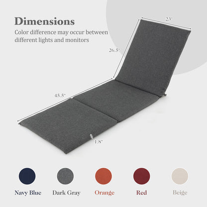 Outdoor Chaise Lounge Cushion Patio Furniture Folding Pad with Fixing Straps-Red - Dark Gray