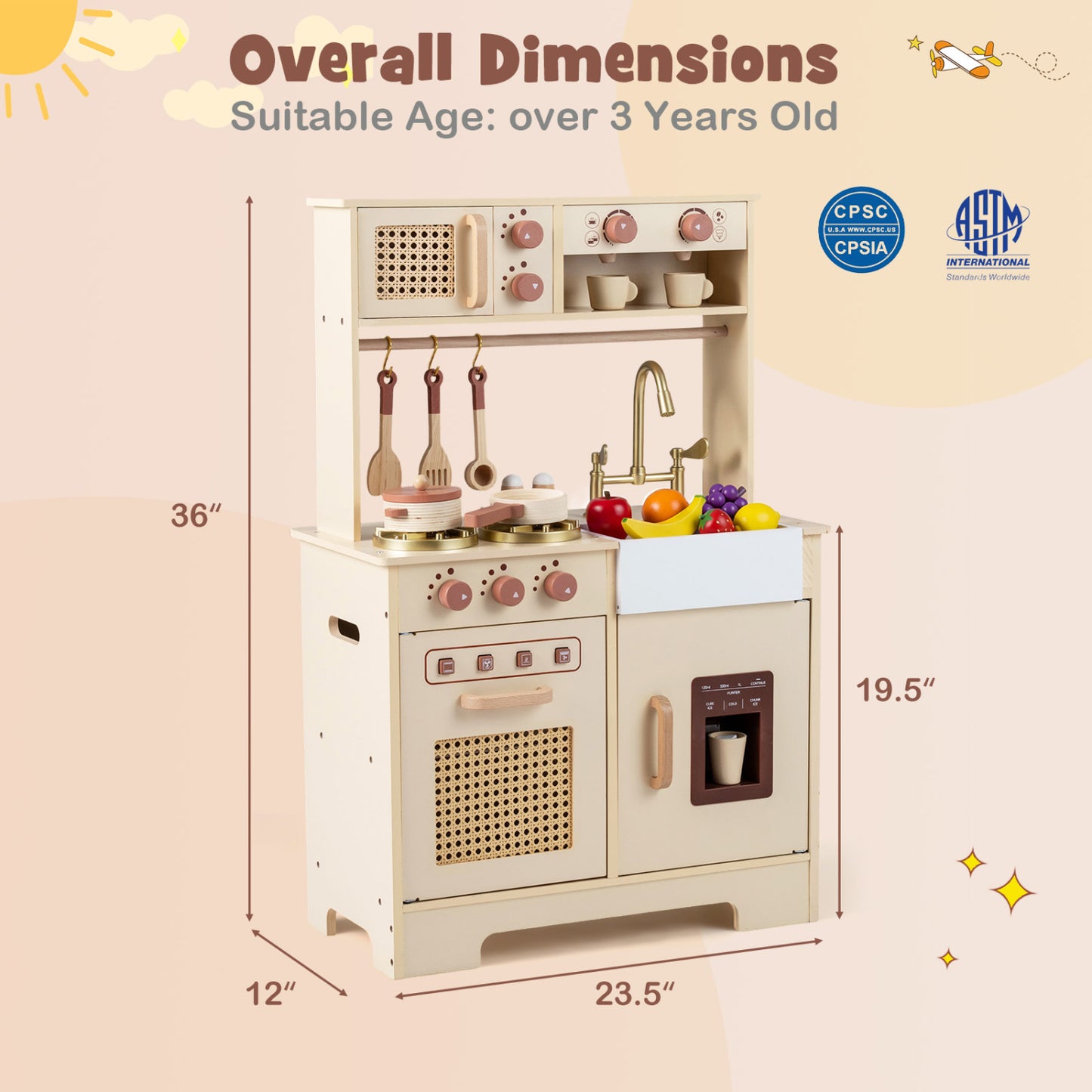 Chef Pretend Play Kitchen for Kids with Realistic Lights and Sounds