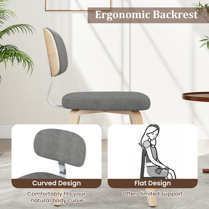 Chenille Fabric Upholstered Wooden Kitchen Chairs Set of 4-Gray