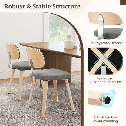 Chenille Fabric Upholstered Wooden Kitchen Chairs Set of 4-Gray