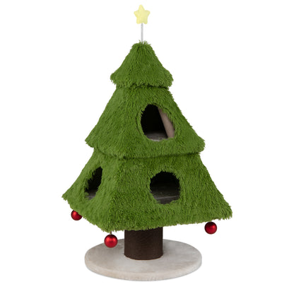 Christmas Cat Tree with Scratching Post & Hideaway Condos