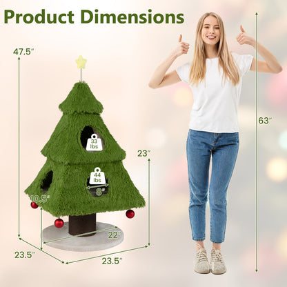Christmas Cat Tree with Scratching Post & Hideaway Condos