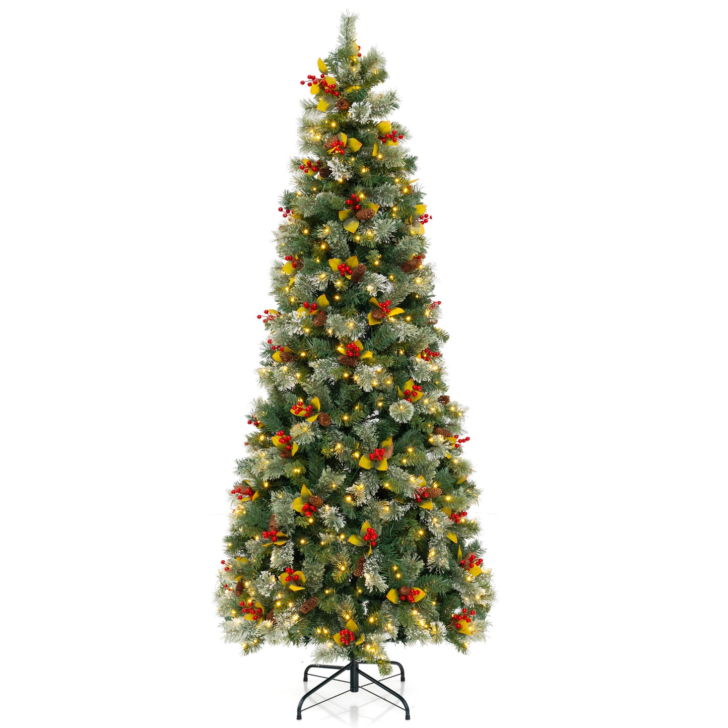 5/7.5/9 FT Pre-Lit Artificial Christmas Tree with 453/1096/1416 PVC and Pine Needles-S - L