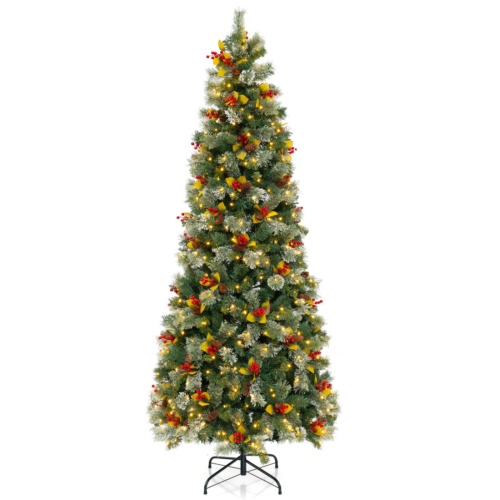 5/7.5/9 FT Pre-Lit Artificial Christmas Tree with 453/1096/1416 PVC and Pine Needles-S - L