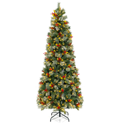 5/7.5/9 FT Pre-Lit Artificial Christmas Tree with 453/1096/1416 PVC and Pine Needles-S - L