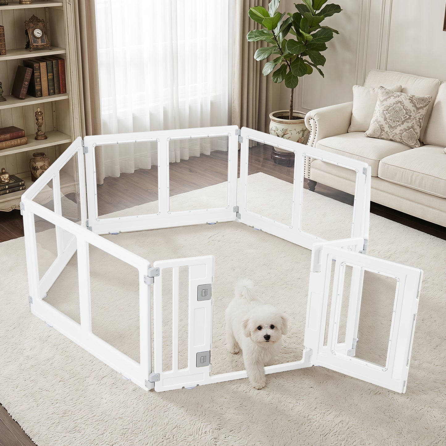 Clear Plastic Dog Playpen with Door - 8 Panel