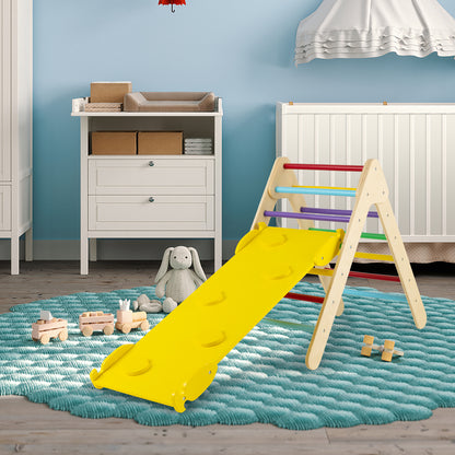 3-in-1 Wooden Climbing Triangle Set Triangle Climber with Ramp