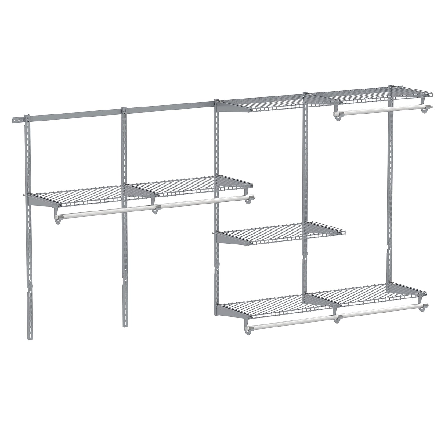 Closet System 4-8 FT Wall-Mounted Closet Shelves and Rod-Gray