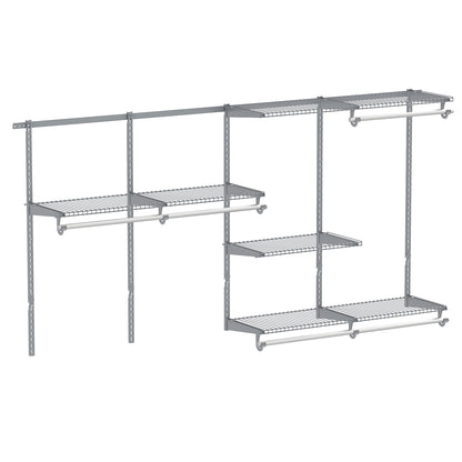 Closet System 4-8 FT Wall-Mounted Closet Shelves and Rod-Gray