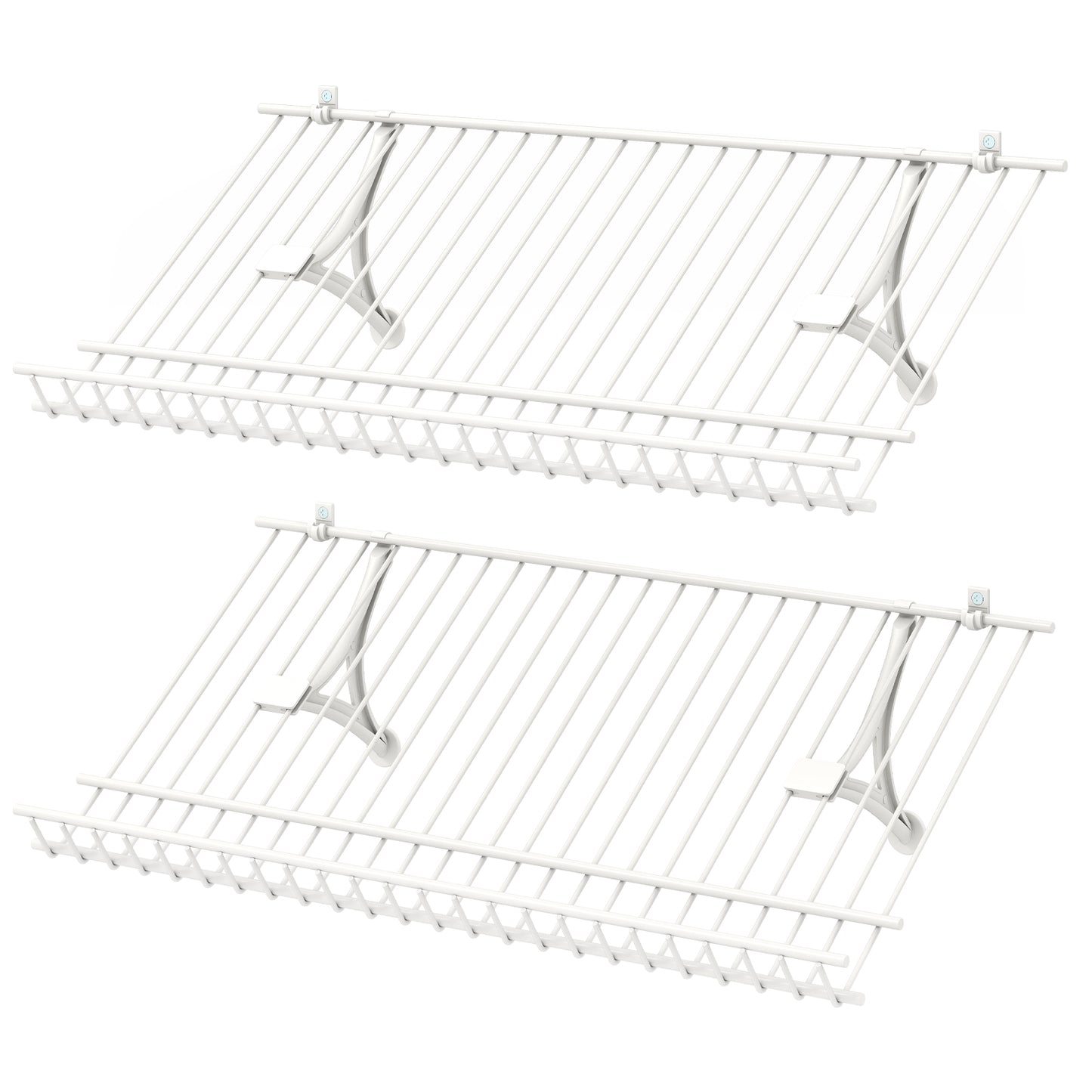 Closet Shelves Wall Mounted Set of 2 Metal Wire Shoe Racks